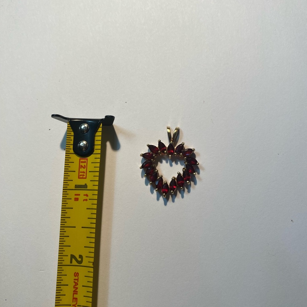 10k gold Red Garnet Heart Pendant